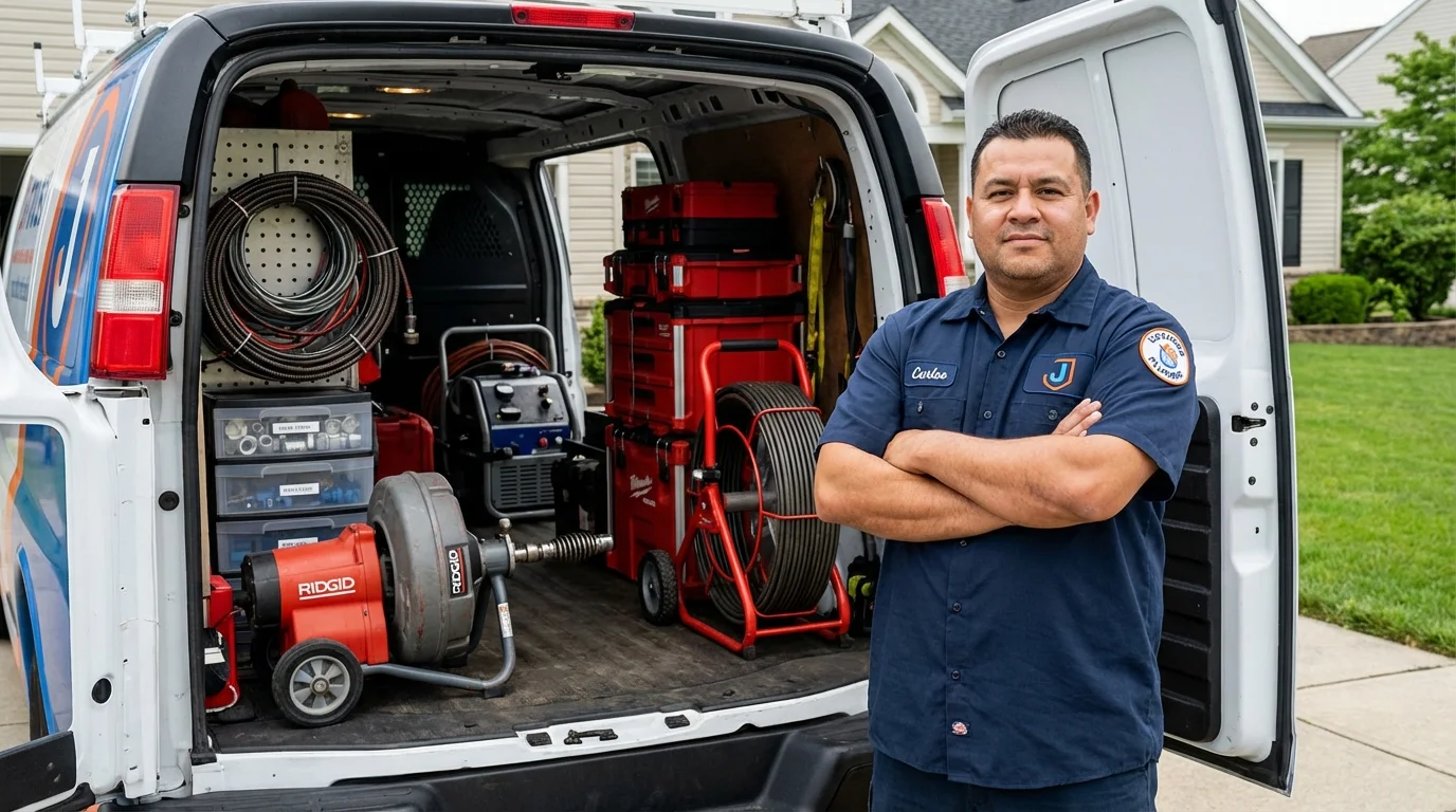 Professional drain cleaning equipment and Johns Plumbing LLC plumber in Lansdale