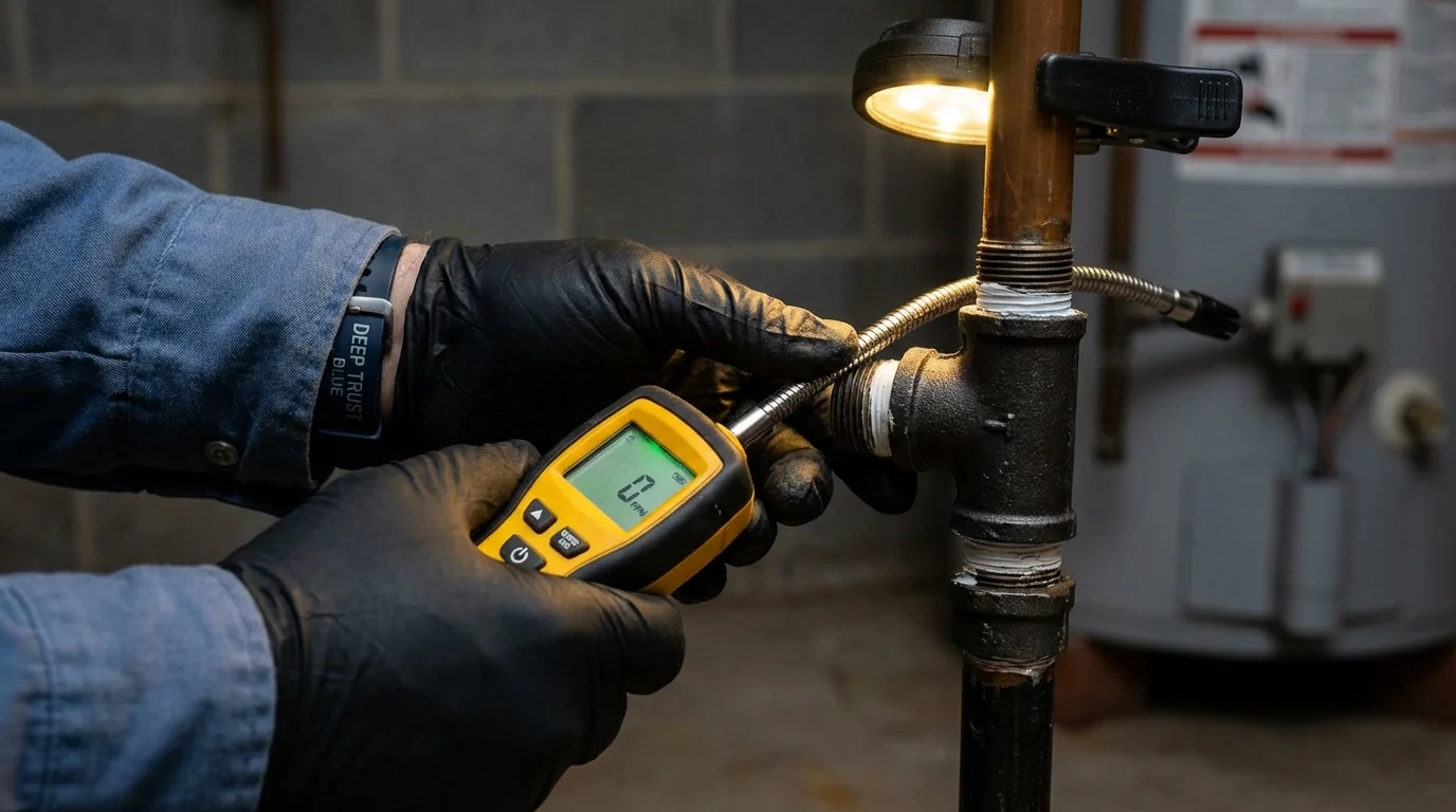 Gas leak detection with electronic sniffer by Johns Plumbing LLC in Lansdale