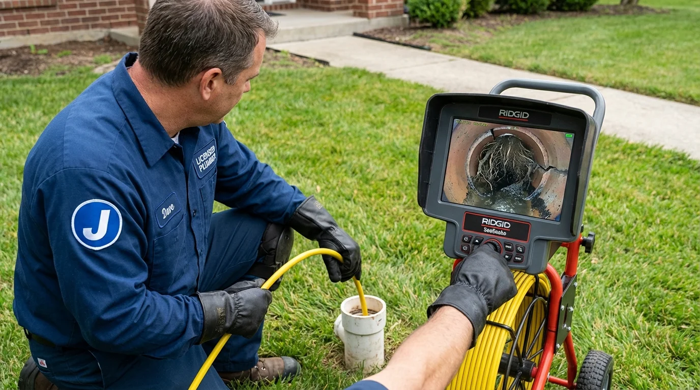 Sewer camera inspection being performed by Johns Plumbing LLC in Lansdale